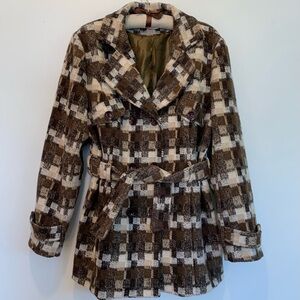 Funky People Double Breasted Plaid Trench Peacoat